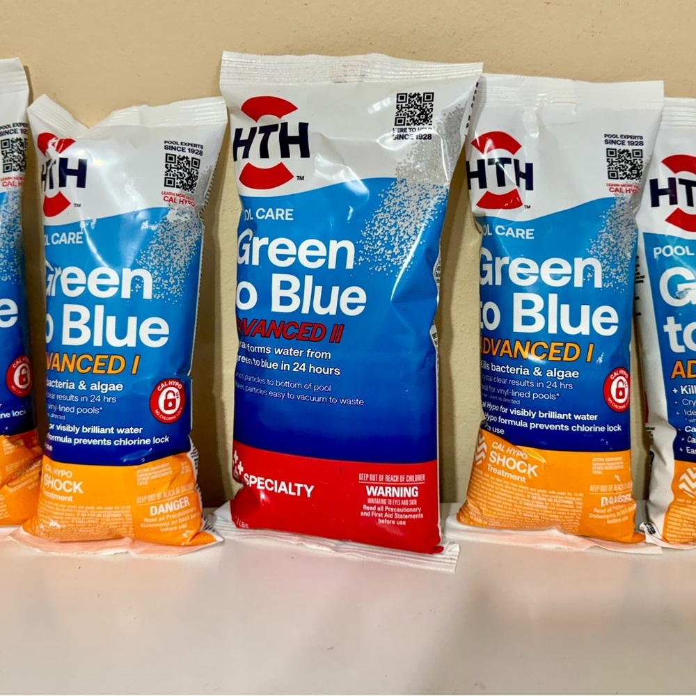 HTH Pool Green to Blue Pack Advanced I and II Shock 5 Bags Vinyl Lined Cal Hypo